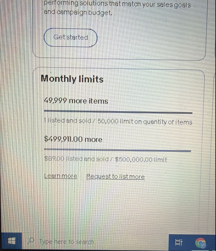 eBay Hesap Limiti